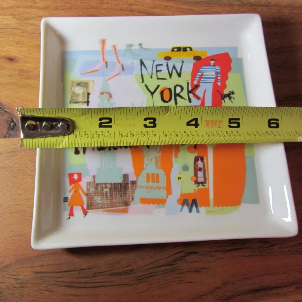 3 for $24 - crate & barrel NY new york dish square salad plate (w3552)